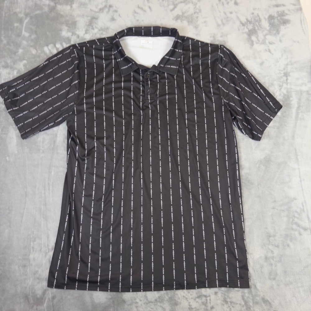 Obnoxious Golf Polo Shirt Mens 2XL Tall Black White Striped F Bogeys Graphic